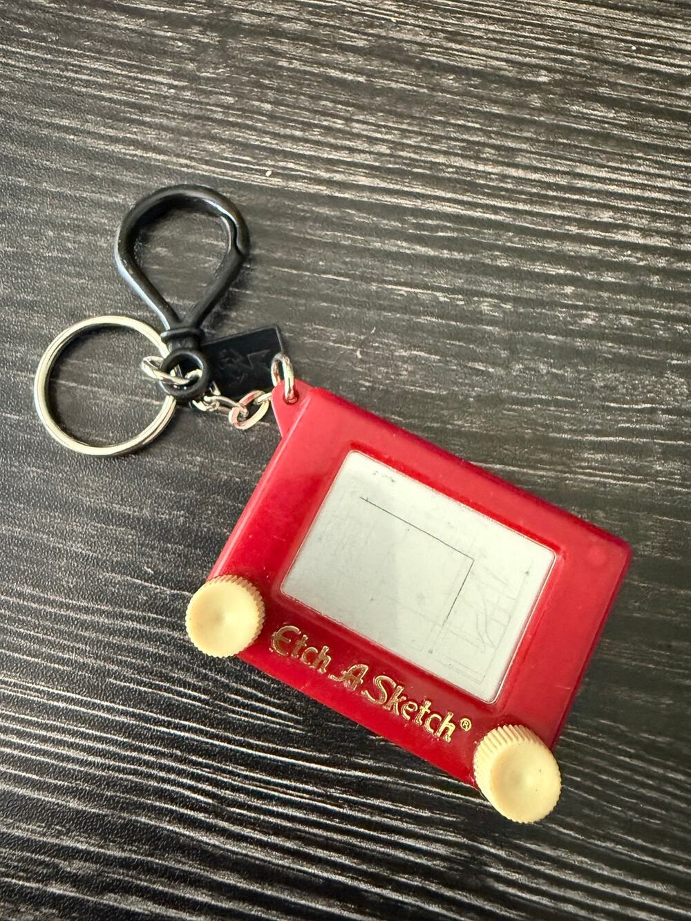 Vintage 1994 Etch-A-Sketch Red Fun Mini 2" Keychain-WORKS!